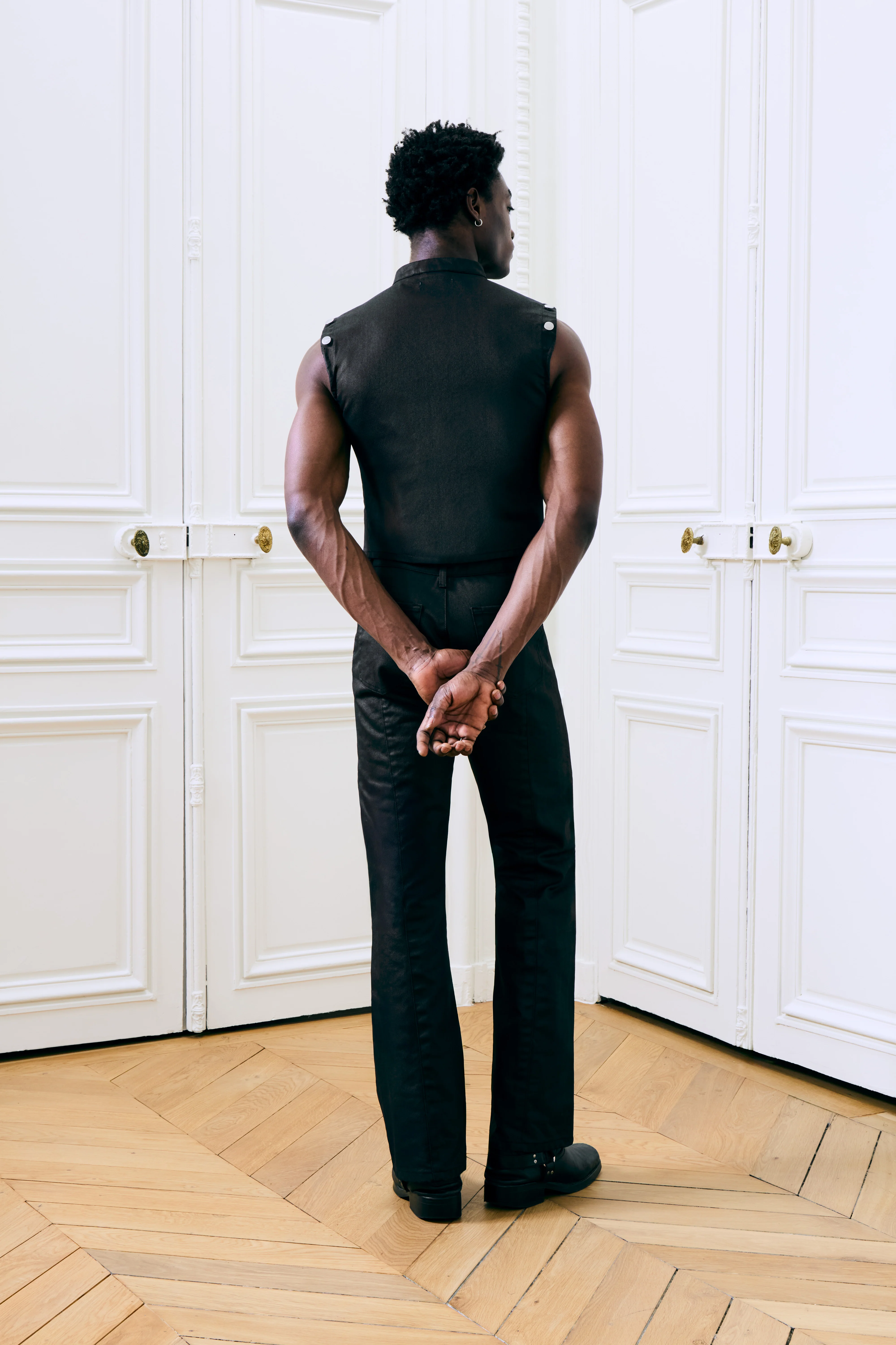 Gabriel Sleeveless Denim Vest Black - Image 6