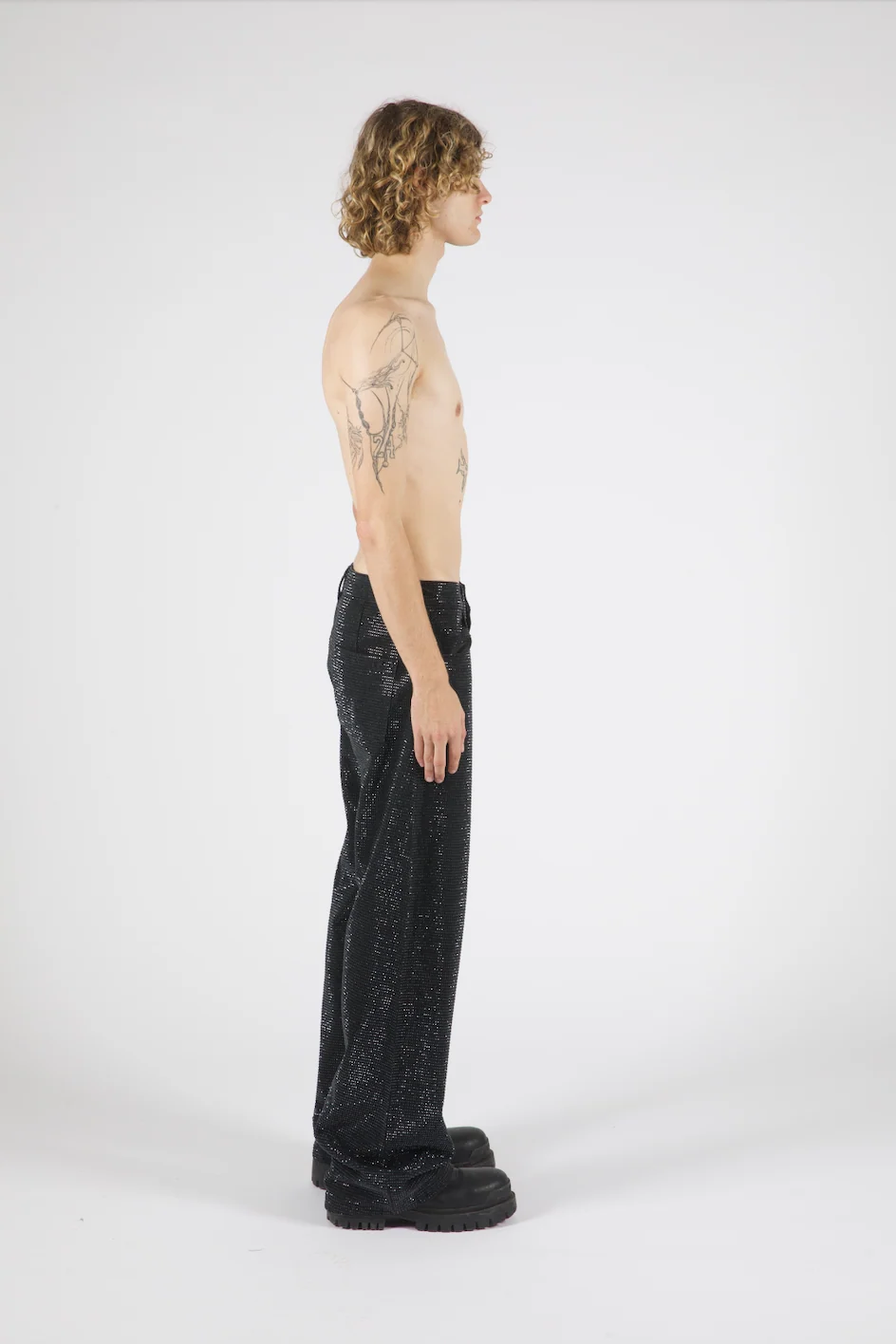 Troye Black Rhinestone Denim Jeans - Image 4