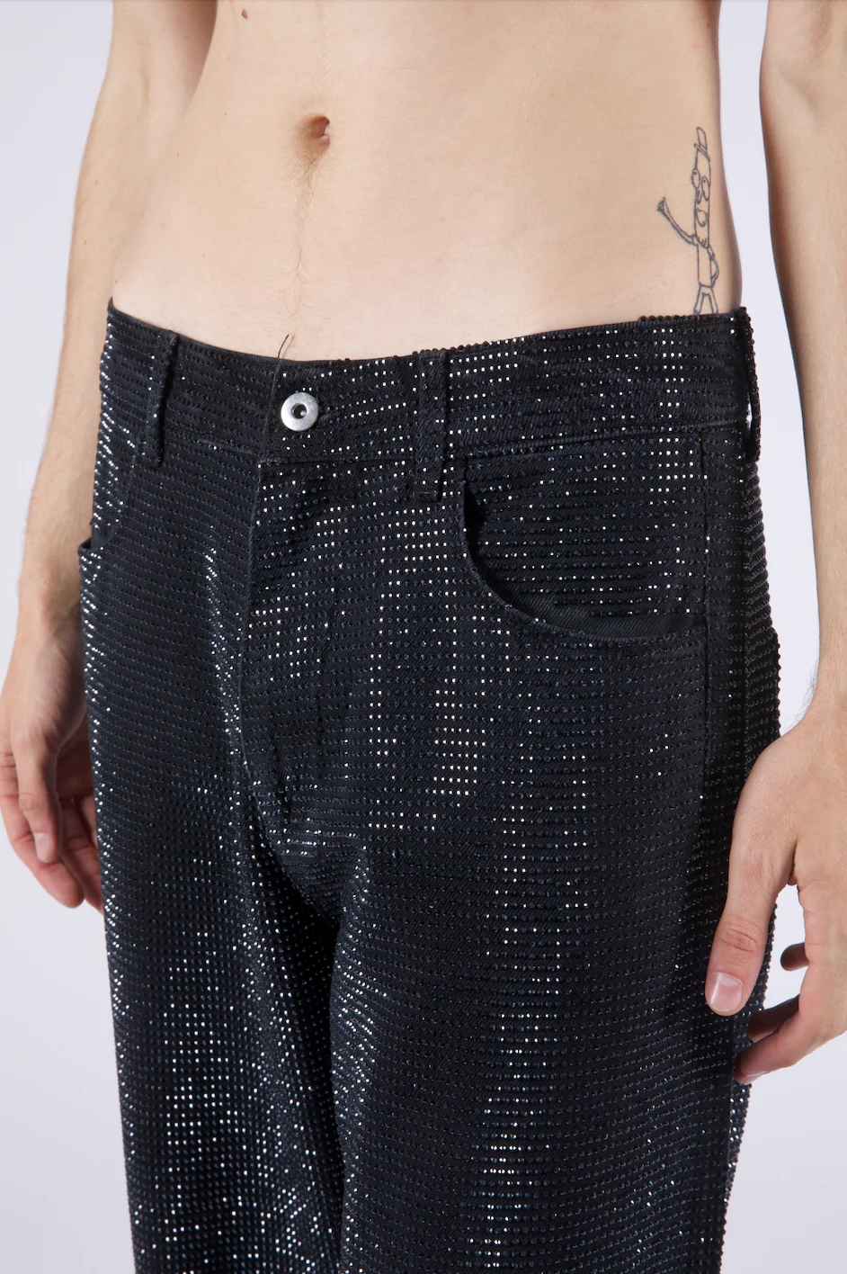 Troye Black Rhinestone Denim Jeans - Image 6