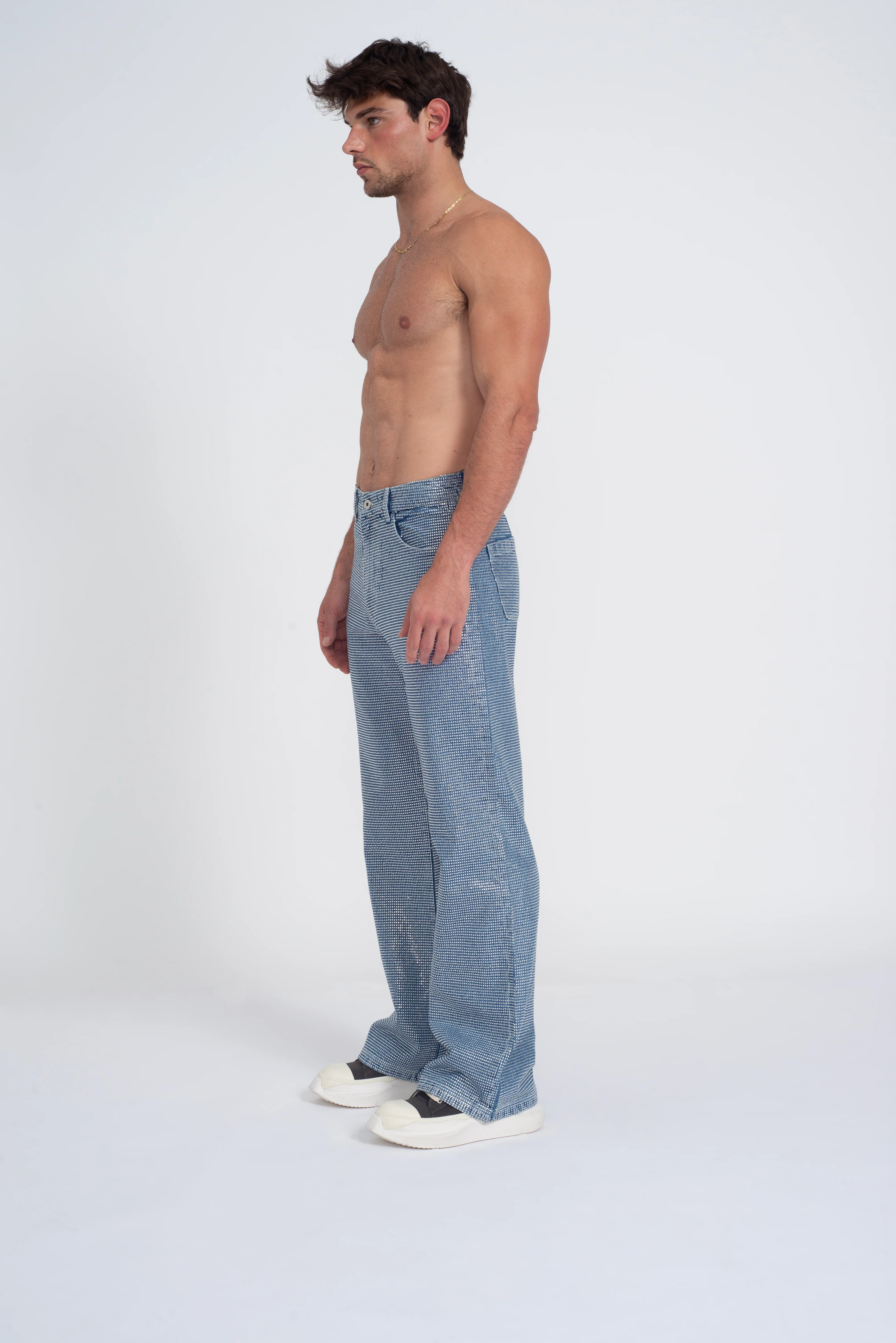 Troye Blue Rhinestone Denim Jeans - Image 3