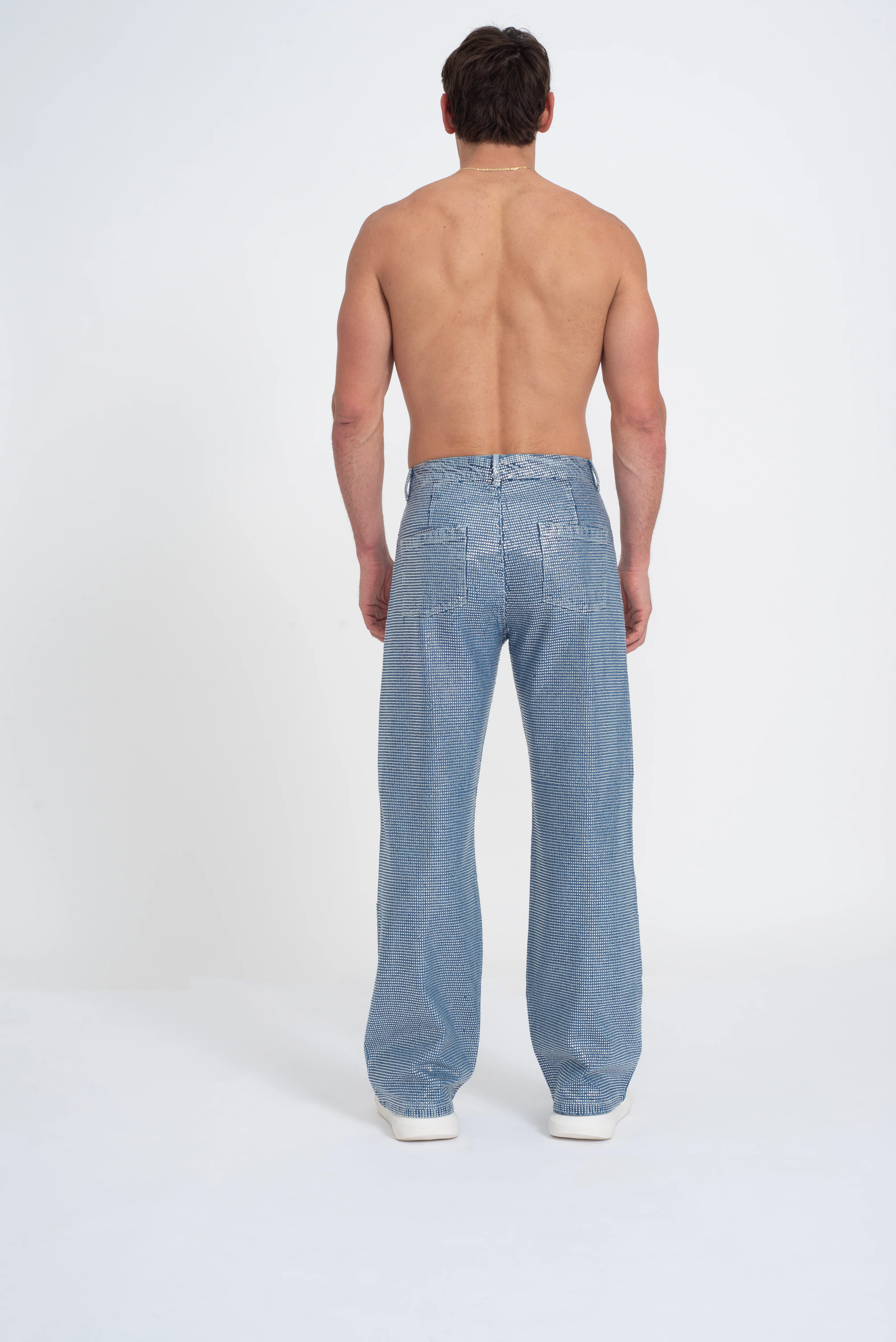 Troye Blue Rhinestone Denim Jeans - Image 4