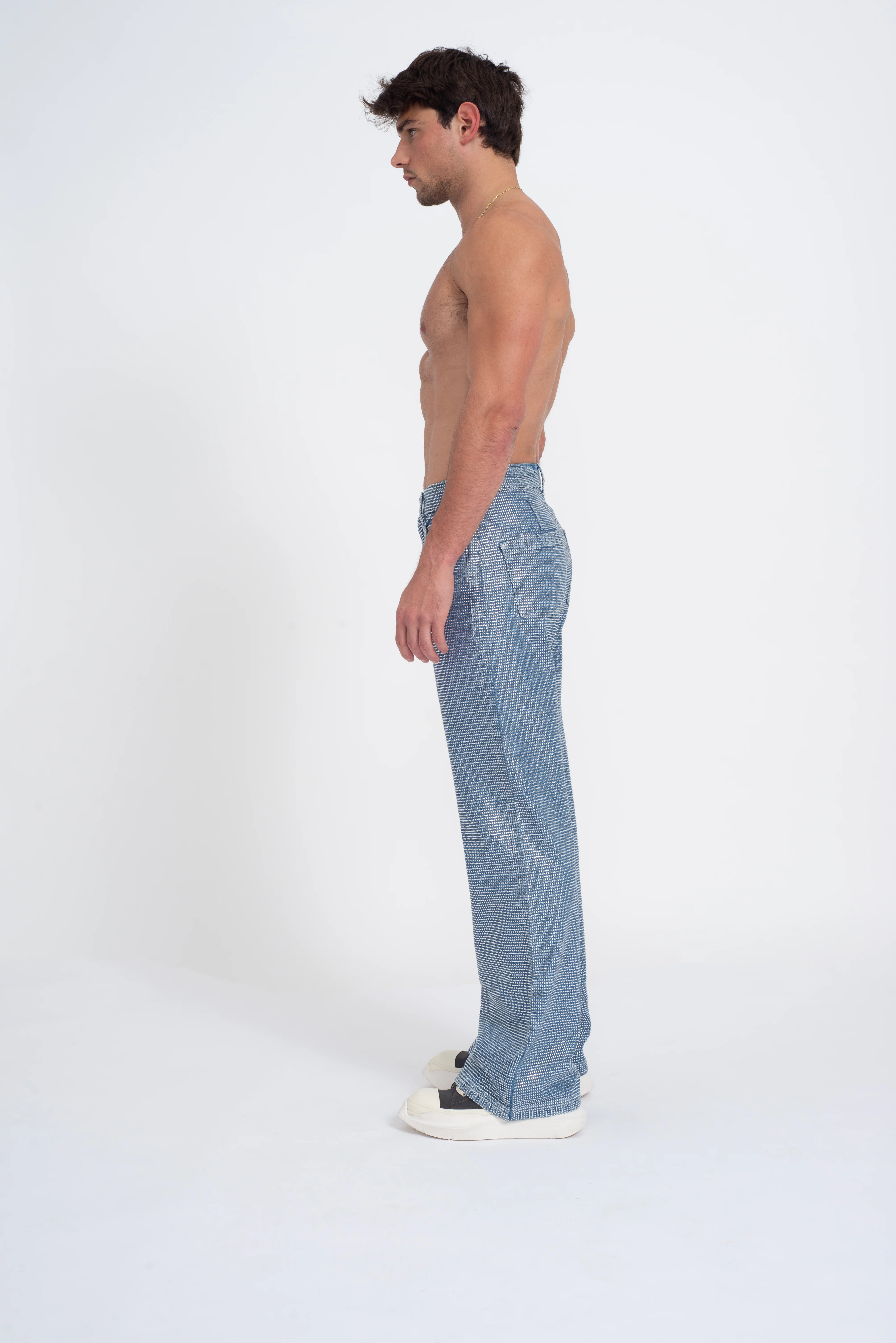 Troye Blue Rhinestone Denim Jeans - Image 5